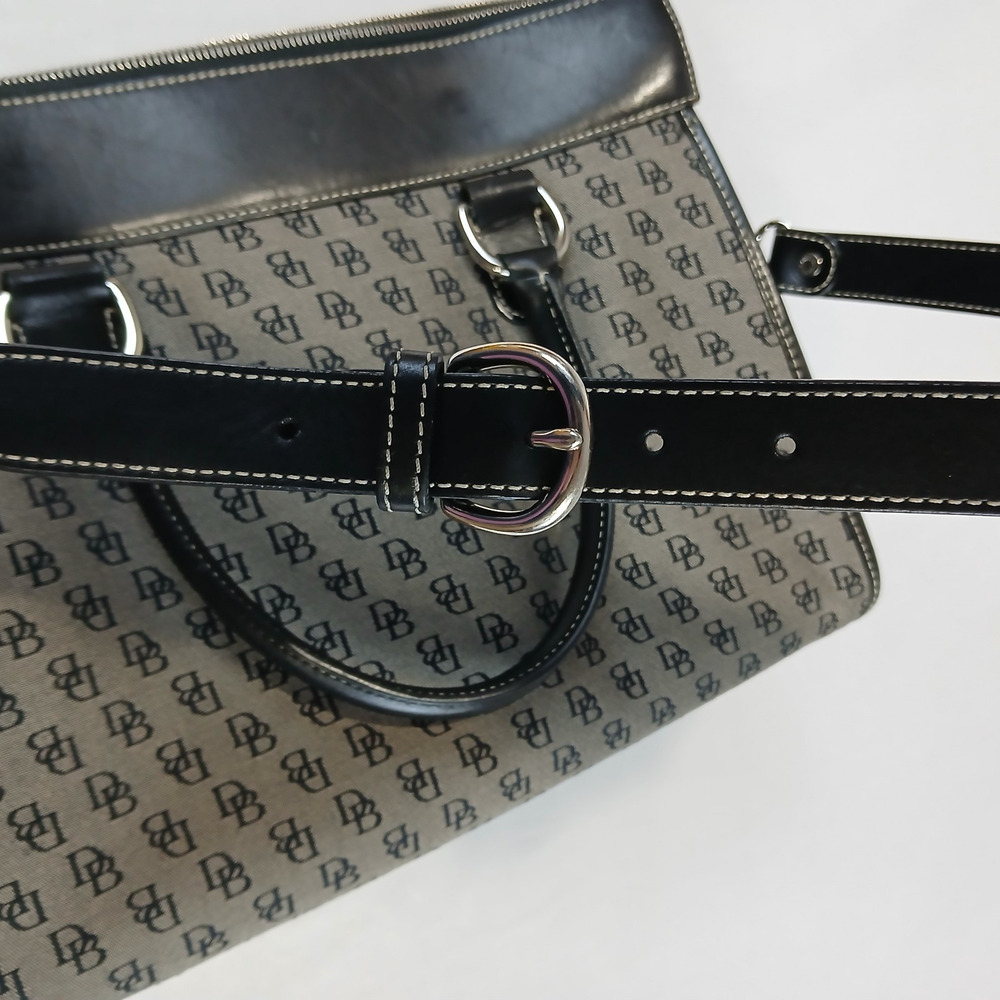 Dooney & Bourke Satchel Bag Womens Gray Black Signature Jacquard Leather EUC - Picture 6 of 15
